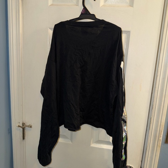 PINK Victoria's Secret Black Long Sleeve Tee with Silver Skeleton Design - Picture 5 of 5
